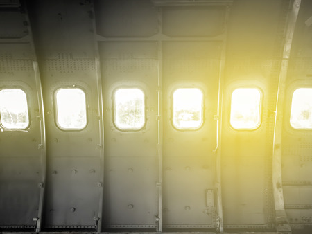 Windows of the old airplane., vintage,Antique