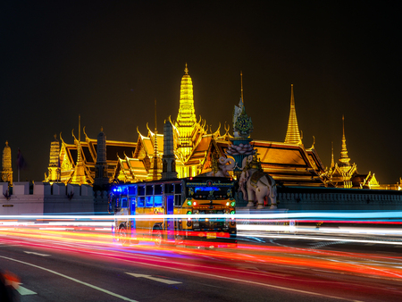 The most famous landmarks of the Bangkok city that was built in 1782 Wat Phra Kaew   of the Royal eveningのeditorial素材