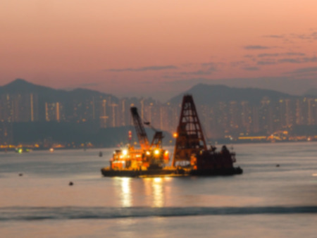 Blur Fishing boats parked at the Harbour.の写真素材