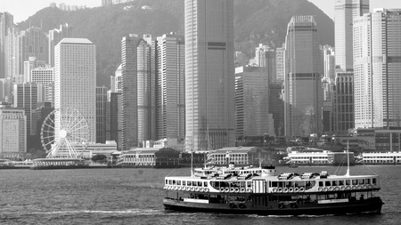 HONG KONG, HONG KONG - DECEMBER 10: sea front view with luxurious buildings in Hong Kong on  December 10, 2016のeditorial素材