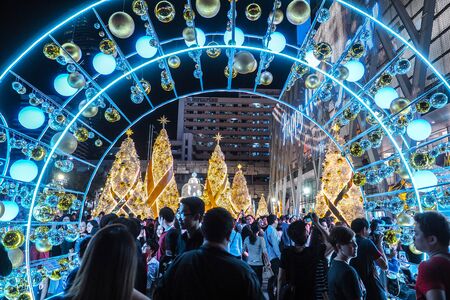 BANGKOK THAILAND - DECEMBER 23 : Christmas decorated with deer for Merry Christmas & Happy New Year 2017 at Centralworld shopping mall on December 23, 2016 in Bangkok, Thailand.のeditorial素材