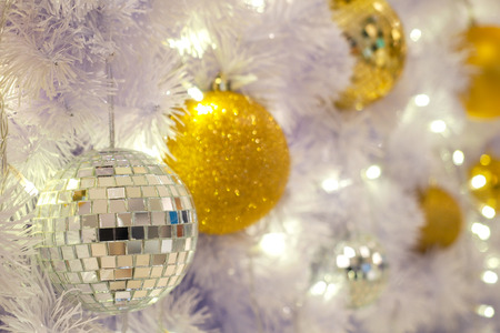 Decoration, golden ball for Christmas treeのeditorial素材