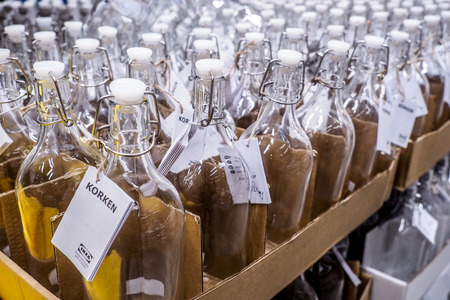 BANGKOK, THAILAND - DECEMBER 25, 2016 : Clear bottle in the biggest furniture store "Ikea" Malaysia. IKEA Founded in Sweden in 1943 and the world largest home deco Store.のeditorial素材