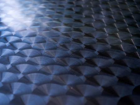 Metal background with empty metal deck table.の写真素材