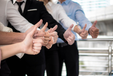 Business teamwork hands group Thumbs up, business conceptの写真素材