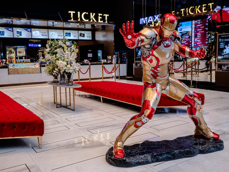Bangkok, Thailand - May 7, 2019: Iron Man model show in Avengers Endgame exhibition booth at iconsiam, Iron Man is a fictional superhero in American comic books published by Marvel Comics.のeditorial素材