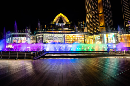 BANGKOK, THAILAND - June 18, 2019: The ICONSIAM department store which have many shopping Center and Landmark of Bangkok , ICONIC Multimedia Water Features the Stretching over 400 metres, the longest water dance in Southeast Asia of light.のeditorial素材