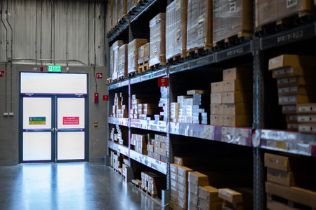 ikea bang yai - Thailand - September 10,2019 : Fire Exit door in the warehouse, Emergency exit...