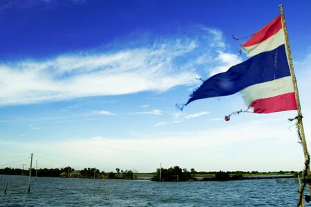 Thai Flag with seaviewの写真素材