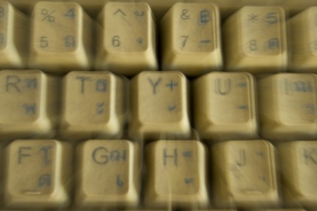 obsolete keyboard on the table の写真素材