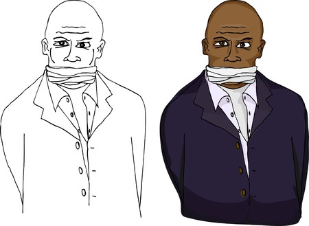 A bound and gagged businessman isolated on a white background.のイラスト素材