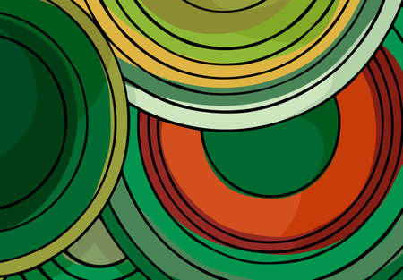 Stacked spiral circle-shaped color background design in landscaping hues.のイラスト素材