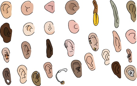29 diverse human and fantasy ears with pierced and hearing aid versionsのイラスト素材