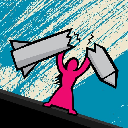 Symbol of a strong woman who breaks a large warheadのイラスト素材