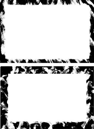 Pair of rectangular grunge backgrounds from original ink drawingsのイラスト素材