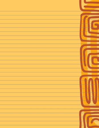 Lined paper stationery with warm Aztec glyphs and tonesのイラスト素材