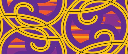 Seamless wallpaper pattern with yellow and purple loopsのイラスト素材