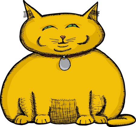Isolated fat cat illustration about greed and selfishnessのイラスト素材