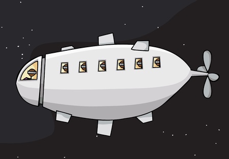 Odd blimp with futuristic stick people insideのイラスト素材