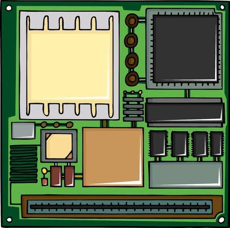 Generic cartoon electrical circuit board with blank partsのイラスト素材