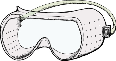 Safety goggles with ventilation holes isolated over whiteのイラスト素材