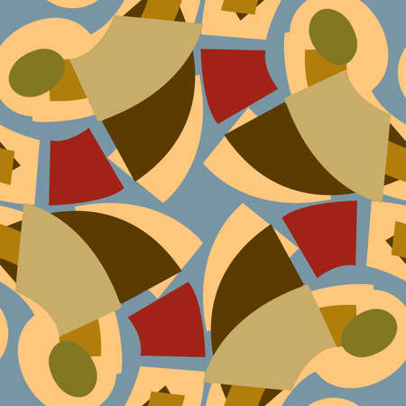 Circles and slices of earth tone colors in seamless background patternのイラスト素材