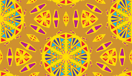 Seamless yellow and purple kaleidoscope background pattern