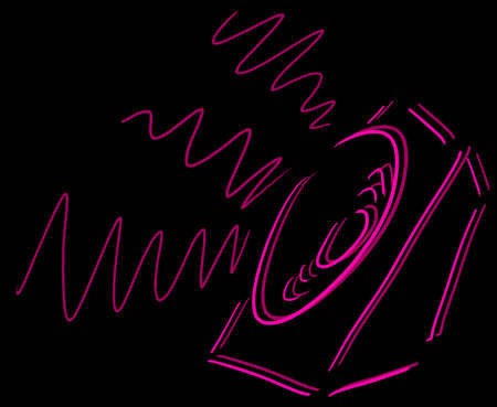 Sketch of speaker playing loud sound over black backgroundのイラスト素材