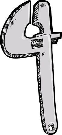 Chrome adjustable wrench isolated over white backgroundのイラスト素材
