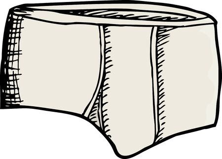 Mens brief underwear drawing isolated over white backgroundのイラスト素材