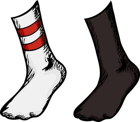 Isolated feet with different socks over white backgroundのイラスト素材
