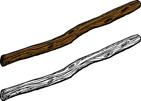 Isolated old wooden stick over white backgroundのイラスト素材