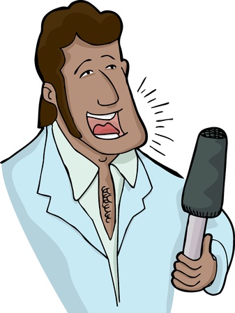 Handsome Hispanic man with sideburns singing over white backgroundのイラスト素材
