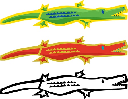 Cute abstract alligator with mouth open over white backgroundのイラスト素材