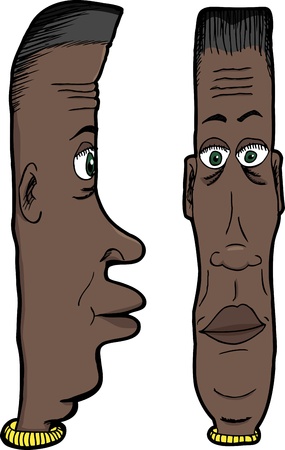 Cartoon of long faced Black man with green eyesのイラスト素材