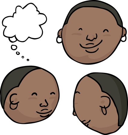 Cute African smiley face icons with thought bubbleのイラスト素材