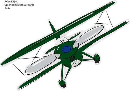 Sketch of Avia B.534 World War II combat bi-plane over whiteのイラスト素材