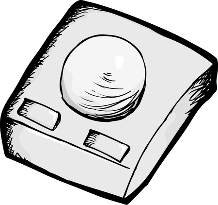 Vintage trackball with buttons computer hardware over whiteのイラスト素材