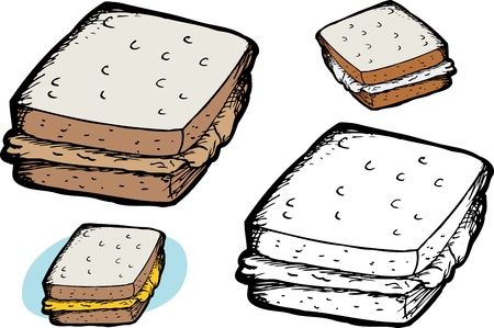 Isolated peanut butter sandwich over white backgroundのイラスト素材