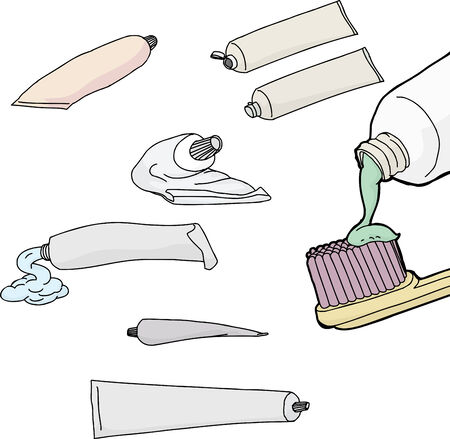 Set of generic toothpaste tubes on isolated backgroundのイラスト素材