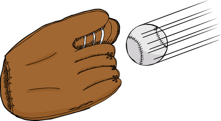 Isolated cartoon of baseball mitt with ballのイラスト素材