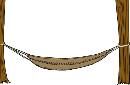 Illustration of empty hammock between two treesのイラスト素材