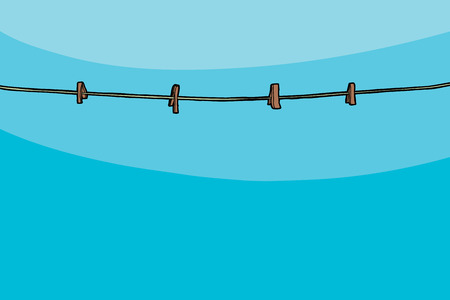 Clothesline with clothespins on blue sky backgroundのイラスト素材