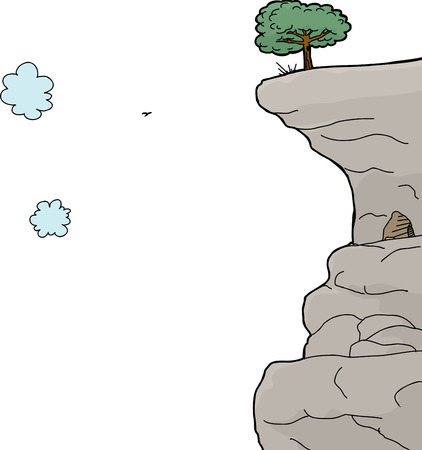 Scenic cliff on mountain over isolated white backgroundのイラスト素材