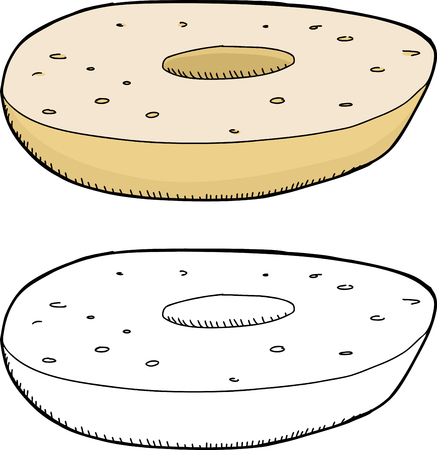 One sliced plain bagel over white backgroundのイラスト素材