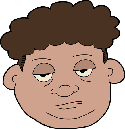 Tired chubby Arab male face on isolated backgroundのイラスト素材