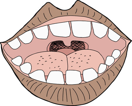 One isolated open mouth on white backgroundのイラスト素材