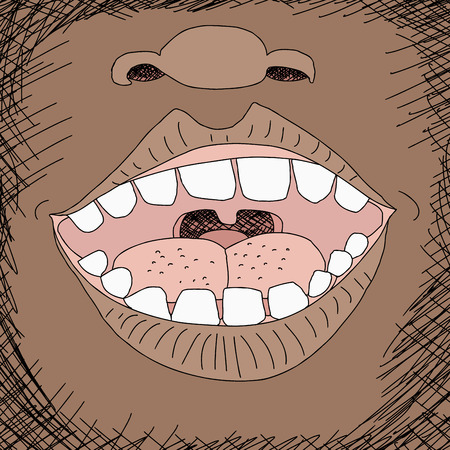 Close up of open mouth with taste budsのイラスト素材