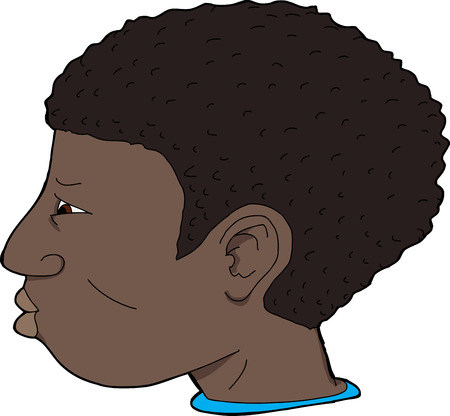 Side view of serious Black male youth cartoonのイラスト素材