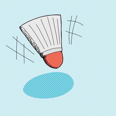 Cartoon of badminton birdie flying over blue backgroundのイラスト素材